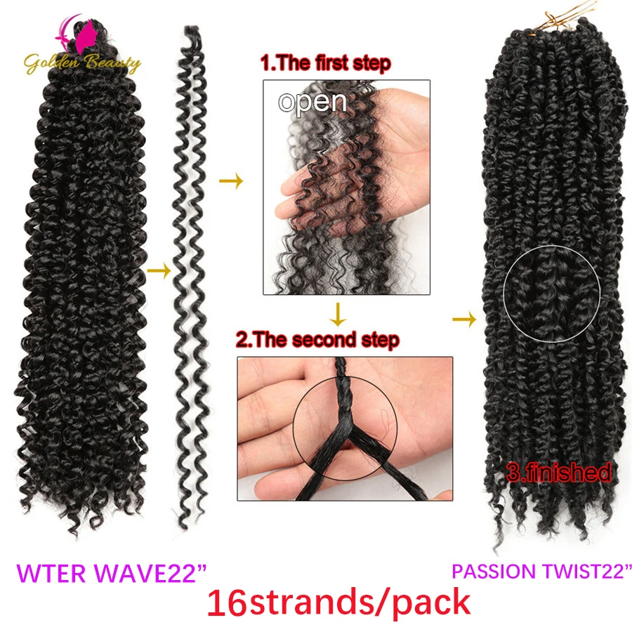 24inch Long Passion Twist Crochet Hair Extensions Synthetic Water Wave Braiding Hair Bohemia Crochet Braids Pre-Looped Twists