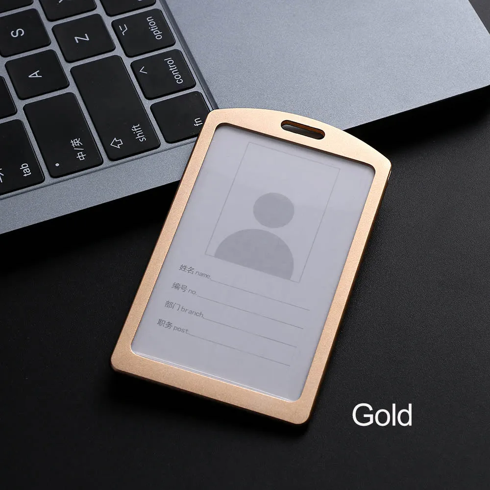 029 GOLD 1 шт. держатели именных карточек из алюминиевого сплава для работы визитная карточка ID бейдж талреп держатель горячий вертикальный металлический ID деловой чехол - Цвет: 029 GOLD