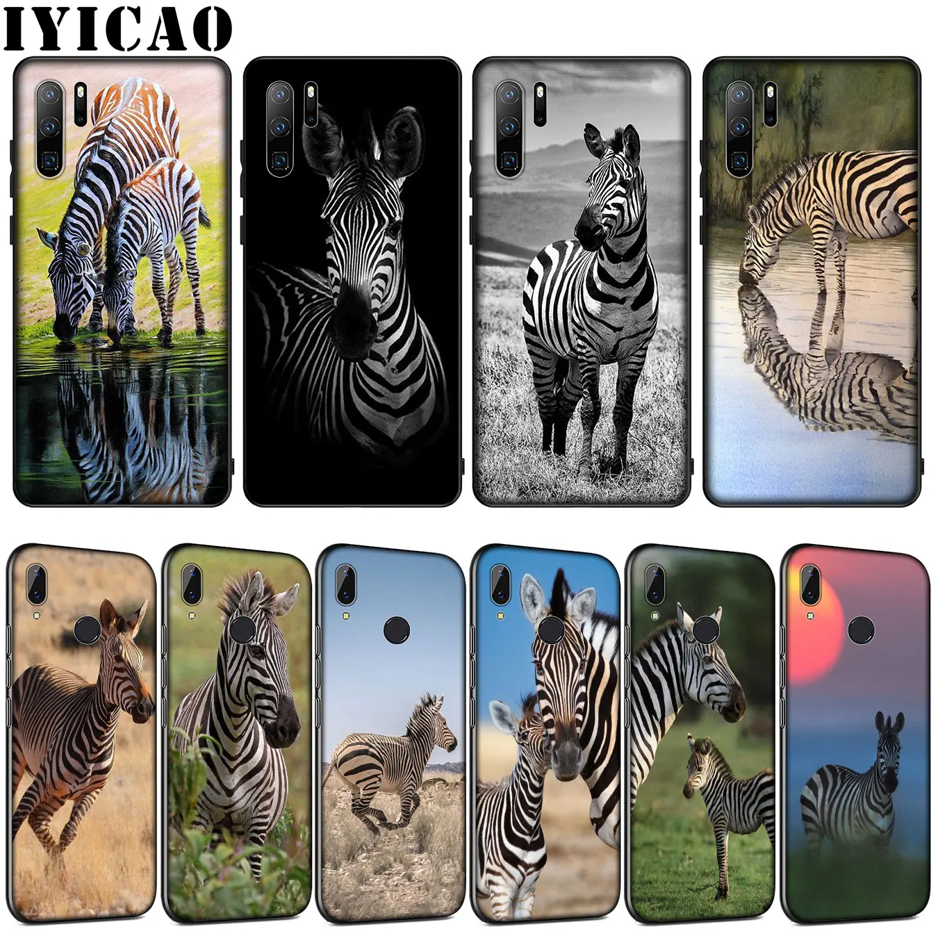 Мягкий силиконовый чехол IYICAO zebra для Huawei P30 P20 Pro P10 P9 Lite Mini 2017 2016 P Smart Z Plus 2019|Бамперы|
