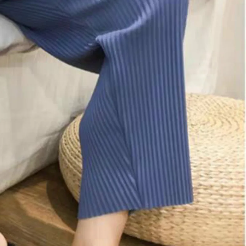 

Casual Pants Women Spring Summer Autumn Loose Elastic High Waist Pleated Straight Korean Style All-match Comfortable Students