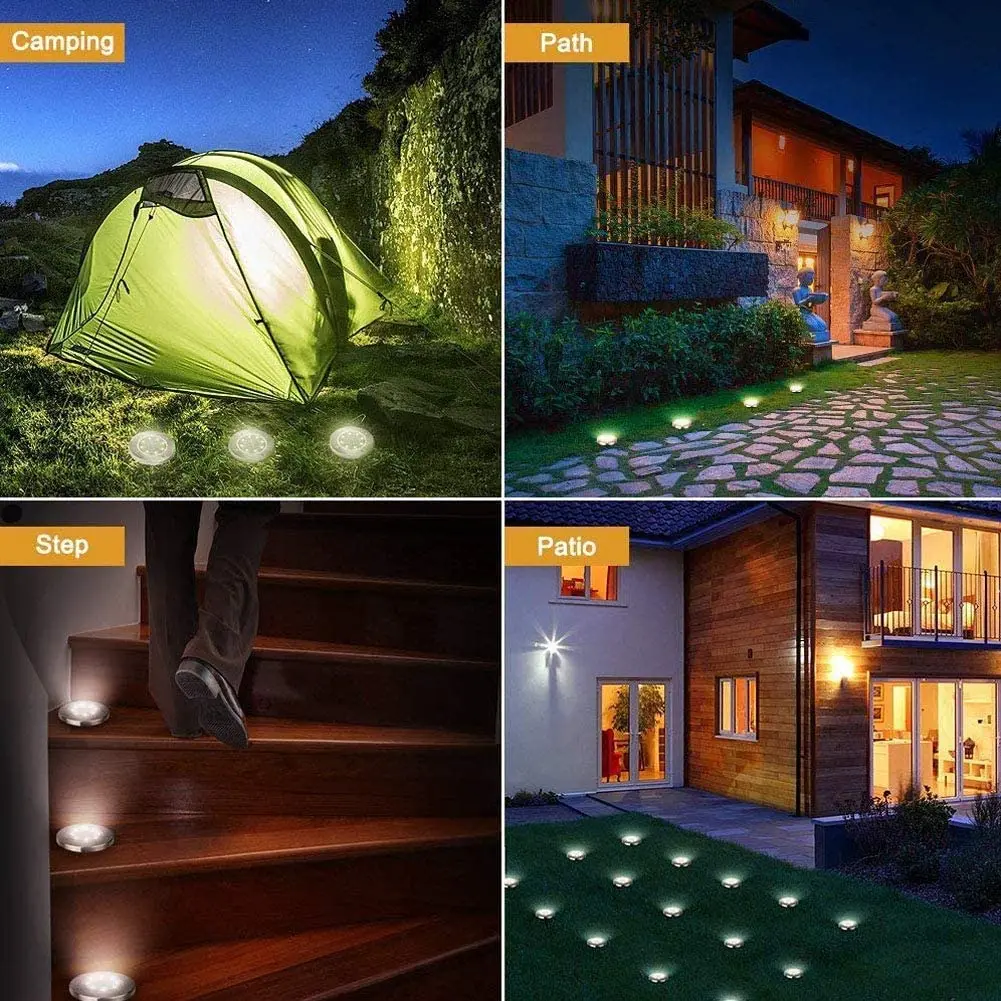 

Yospern Solar Ground Lights 8 LED Garden Lights Waterproof Outdoor Solar Disk Lights for Pathway Yard Walkway Patio Lawn Path