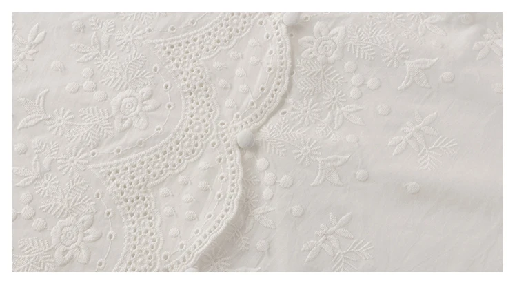 

Summer Lace Femme Shirt Girls Blouse Women Short Sleeve Casual White Tops Embroidery Linen Cotton V Neck Women Blouses 106B