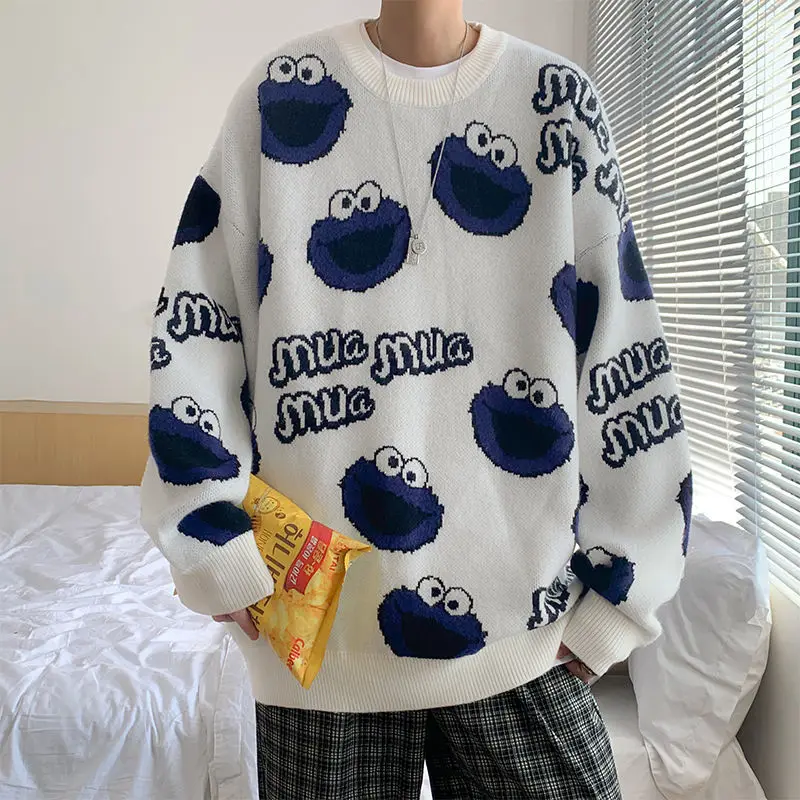 

Японский мужской свитер, зимний Свободный Повседневный Ретро Новый универсальный теплый парный свитер в стиле Харадзюку, корейская модная ...