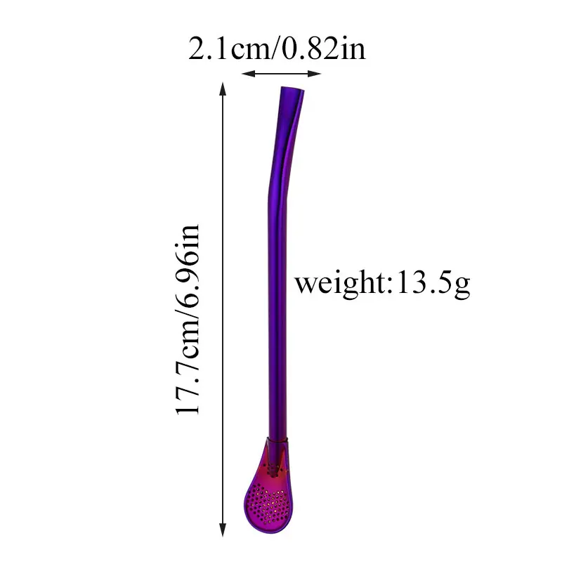 

1pc Drinking Straw Stainless Steel Filter Spoon Reusable Tea Tool Bar Accessory Reusable Straw Convenient Kitchen Supplies