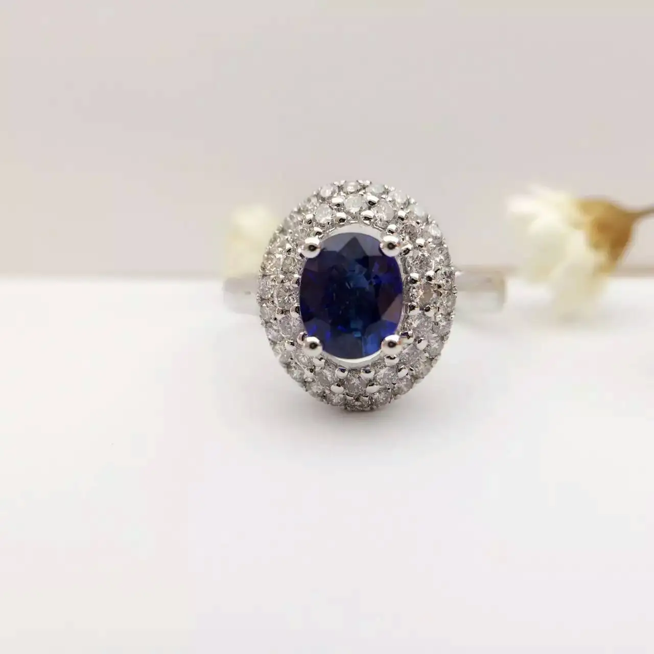 1.18ct+ 0.555ct 18K золото натуральный сапфир женское кольцо с алмазной установкой новое Изысканное Украшение на свадьбу обручальное кольцо