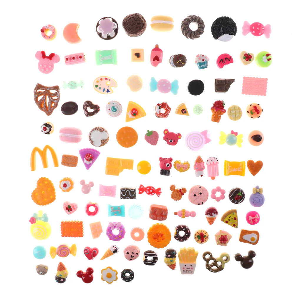 

10pcs/lot Mixed Cute Resin Biscuits Cake Ice Cream Donuts Shape Pendants DIY Jewelry Making Findings Charms