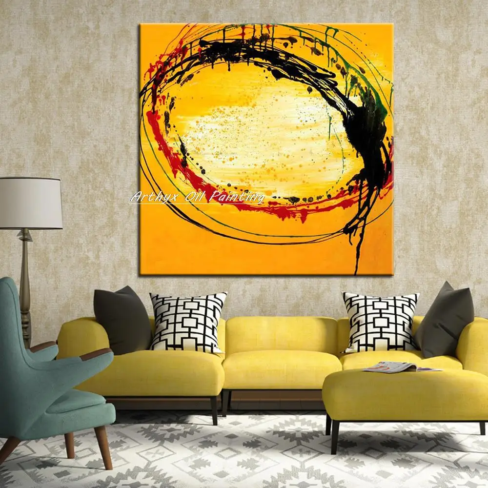 Arthyx ручная работа красная черная желтая картина маслом на холсте Современный
