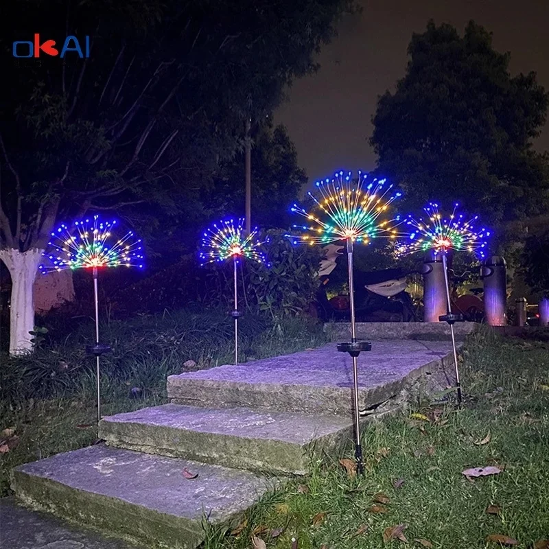 

90 LED /150 LED Garden Lawn Landscape Holiday Light Solar Powered Outdoor Grass Fireworks Lamp Flash String lighting