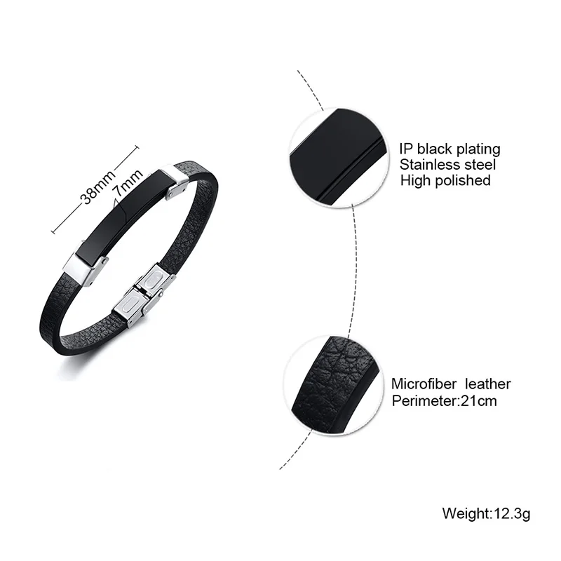 Модный простой мужской браслет V.YA из кожи и микрофибры браслеты нержавеющей