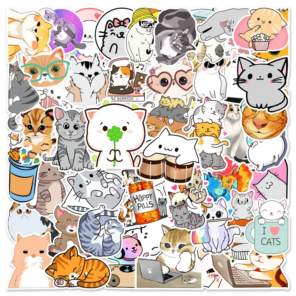 

10/30/50PC New Cute Cartoon Cat Stickers DIY Fridge Laptop Luggage Skateboard Graffiti Decals Sticker Decal Sticker