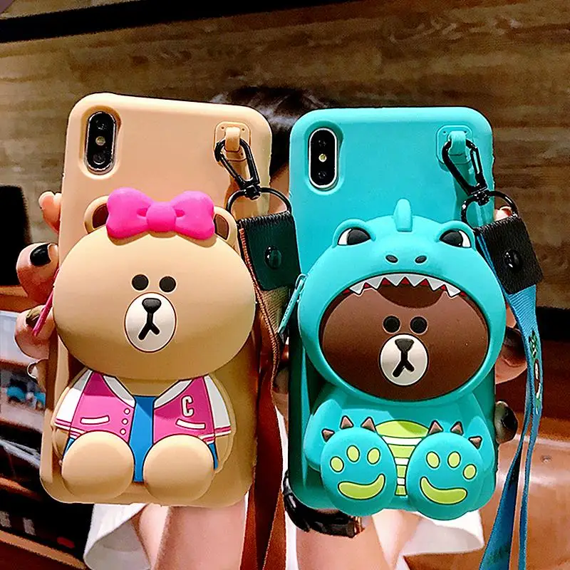 3D мультфильм Тоторо медведь кошелек чехол для телефона iPhone XR Чехол 6 7 8 Plus X XS Max