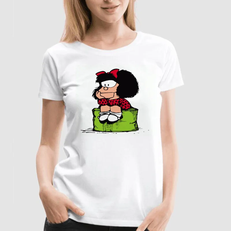 Mafalda футболка женская летняя рубашка с коротким рукавом Quino Женская забавная Милая футболка с круглым вырезом Топы футболки Camiseta 90s рубашки харадзюку - Цвет: GM13470