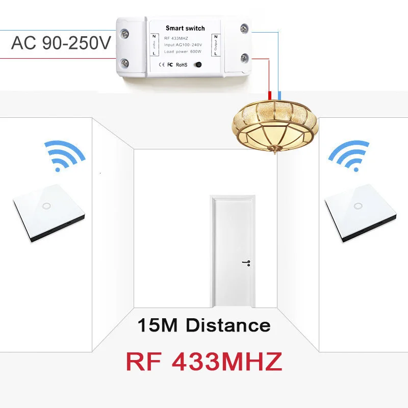 Дистанционный выключатель электрошока RF 4333 МГц релейный приемник питания CA 90 в 250