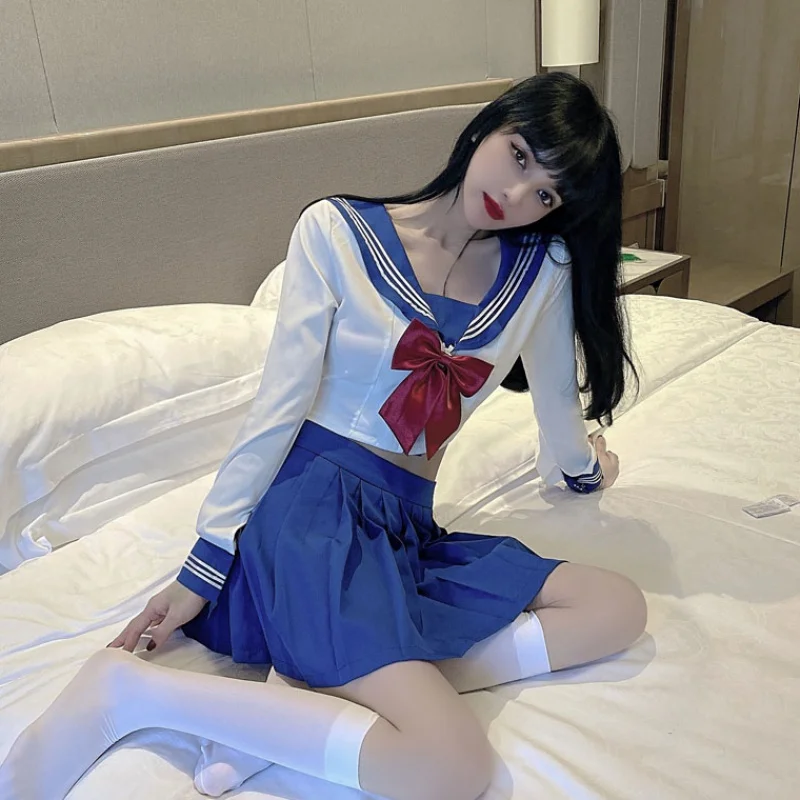 Sleepwear Women Sexy Pajamas Japanese Korean JK Suit School Uniform High School Sailor Navy Cosplay Costumes Student Girls Wear
