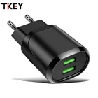 Портативное зарядное устройство TKEY с двойным USB разъемом для розетки европейского стандарта, адаптер для зарядного устройства для iPhone 11 Pro, XS, Samsung A40, Xiaomi mi 9t