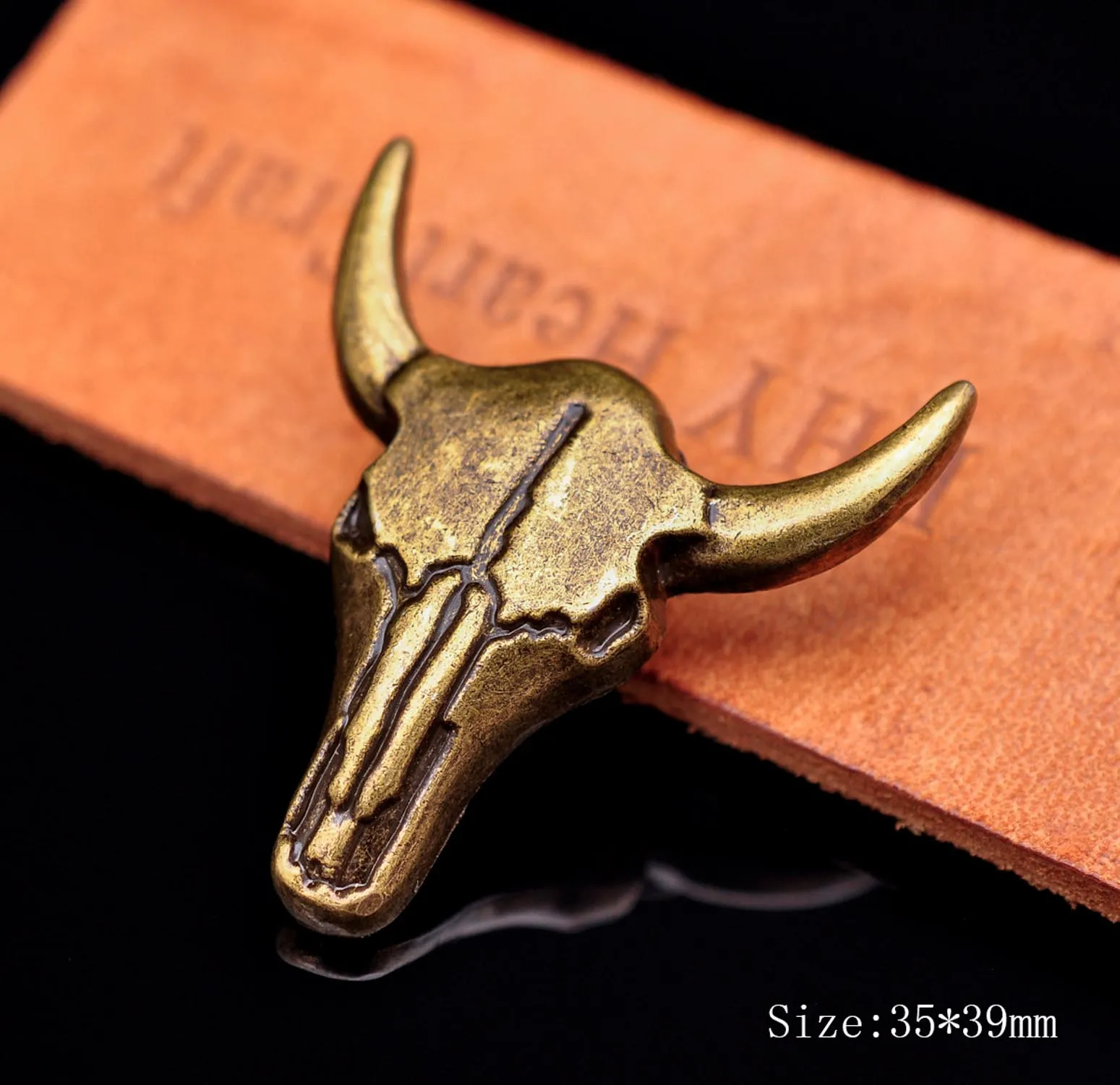 10 шт. Твердый латунный западный ковбой Техасский бык Buffalo Longhorn Голова Череп кожевенное ремесло Bridle Conchos Западный Декор отвертка