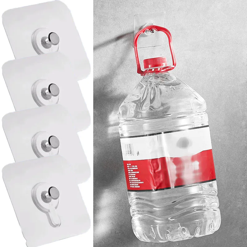 

4PCS PVC Strong Adhesive Nails Wall Poster Seamless Wall Hook Waterproof Durable Transparent Kitchen Bathroom Screw Hook Hanger