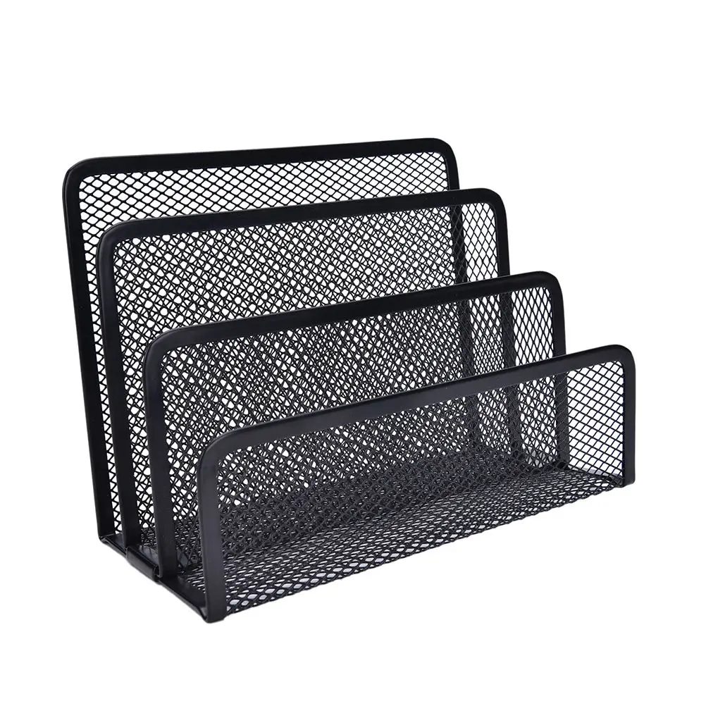 

Metal Mesh Desk Organizer Desktop Letter Sorter Mail Tray File Organiser Office Home Bookends Book Holder Business Black