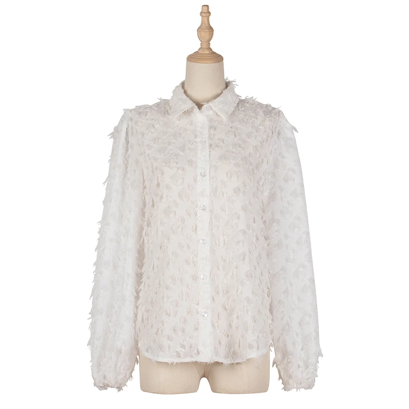 

2020 Women's Autumn Spring Blouse Sexy Solid Casual Female Shirts Turn Down Collar Single Breasted Long Sleeve Ladies Tops