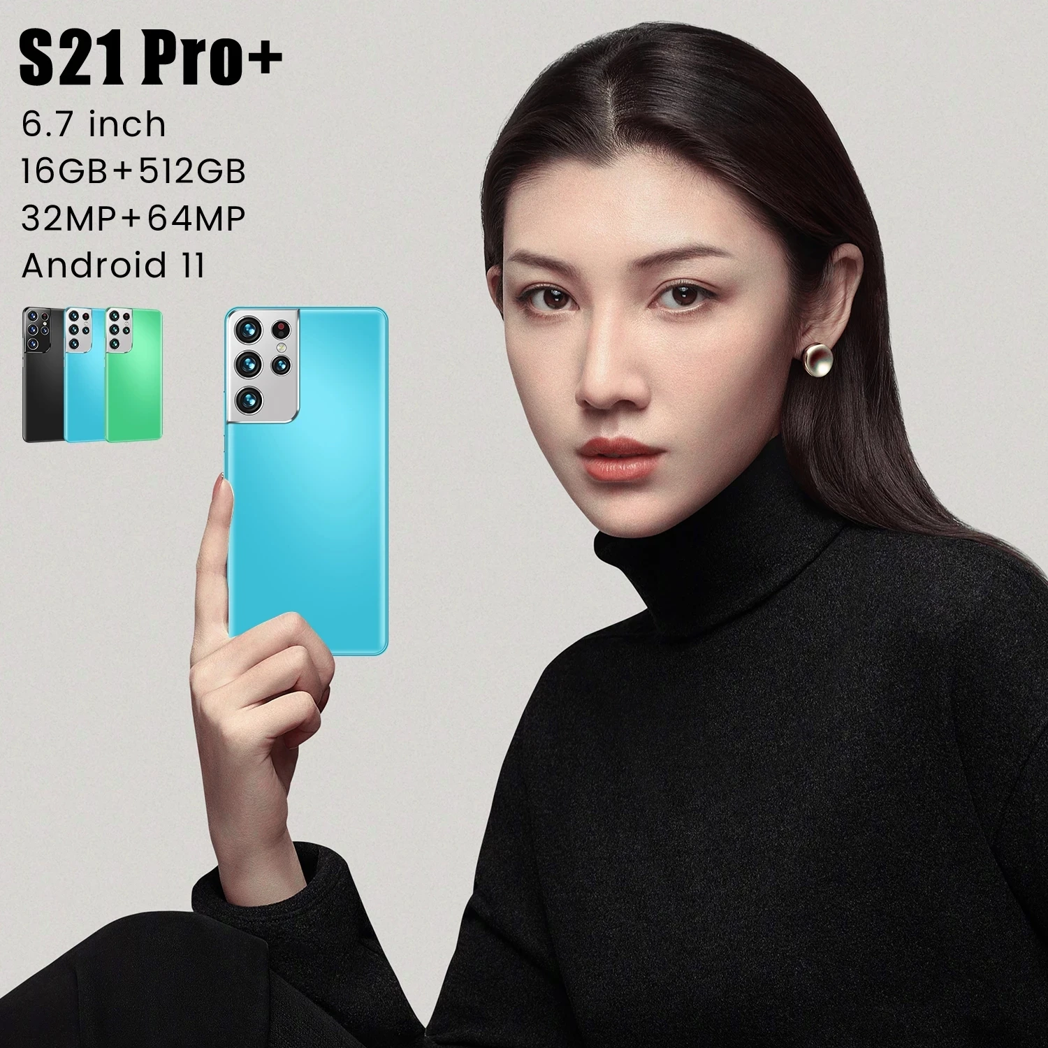 

S21 Pro+ 5G Global Version 16GB 512GB 6.7Inch 6000mAh Android OS 11 New Smartphone Full Screen 4G Network Mobile Phone