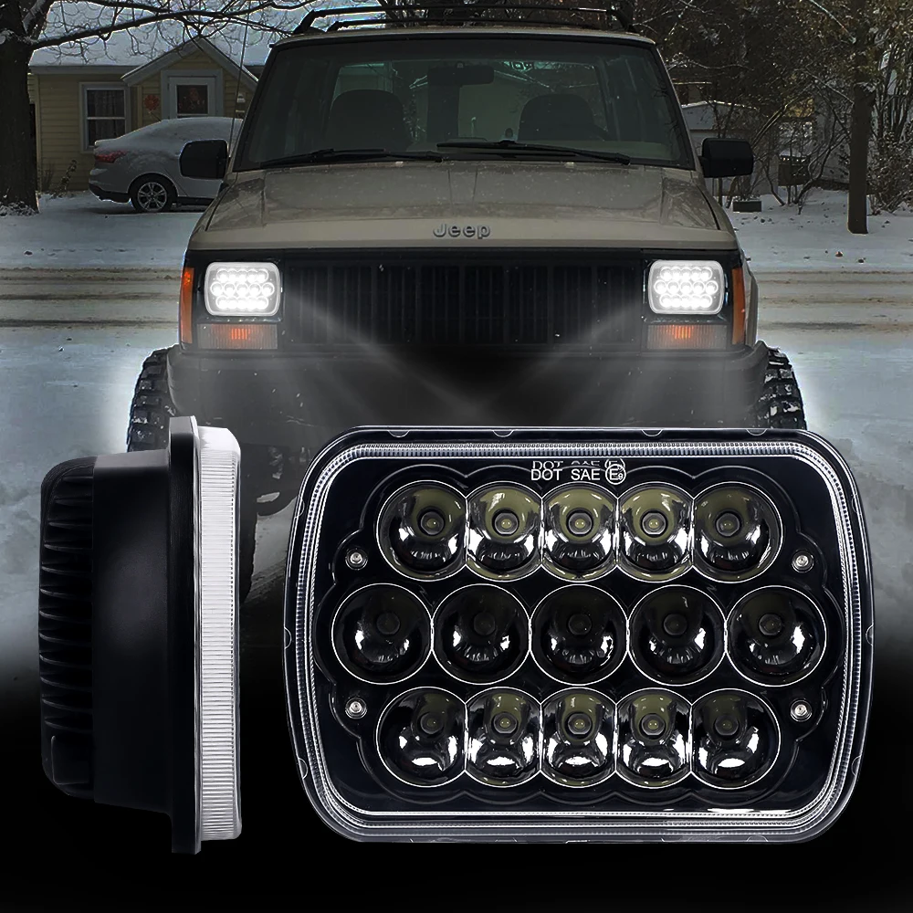 Светодиодная фара 5x7 / 6x7 дюймов дальнего и ближнего света совместимая с Jeep Wrangler YJ