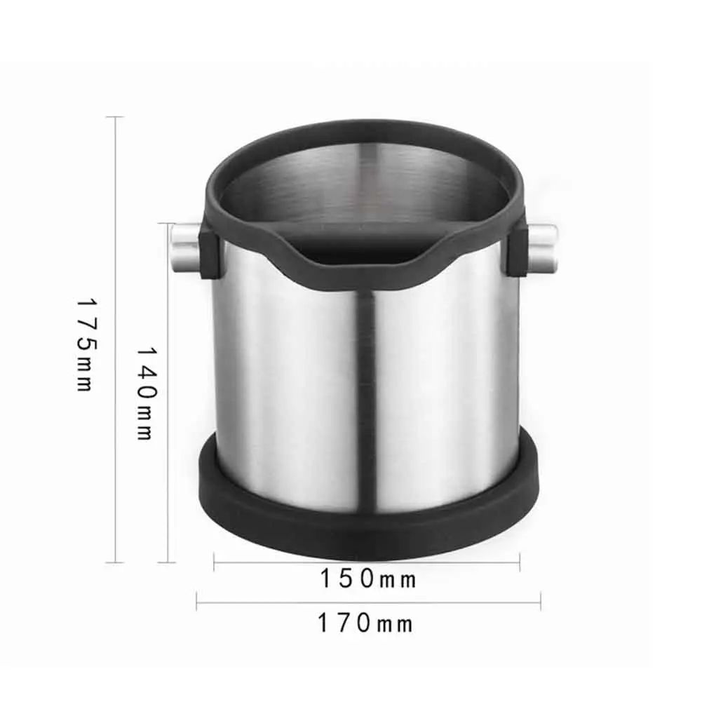 

1800ml Anti Slip Waste Bin Coffee Knock Box Silver Home Bar Grind Container Detachable Portable Kitchen Tool Stainless Steel