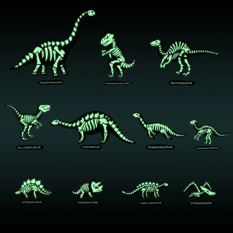 Tofok Fossil скелеты динозавров Светящиеся Настенные наклейки креативная гостиная DIY настенные наклейки сверкающий в темноте съемный декор