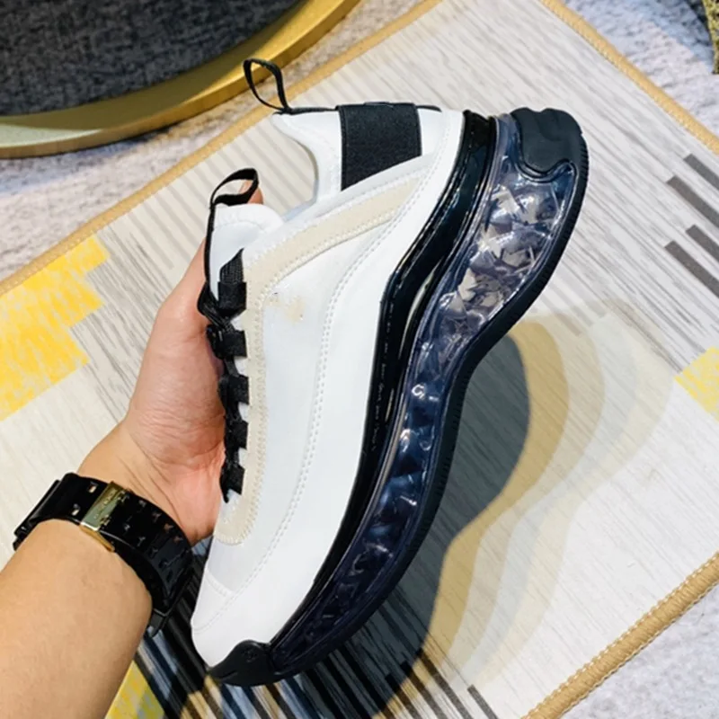

New Spring and Autumn Air Cushion Fashion Women's Sneakers Casual Thick-soled Round-toe Sneakers Handmade Lace-up Women's Shoes