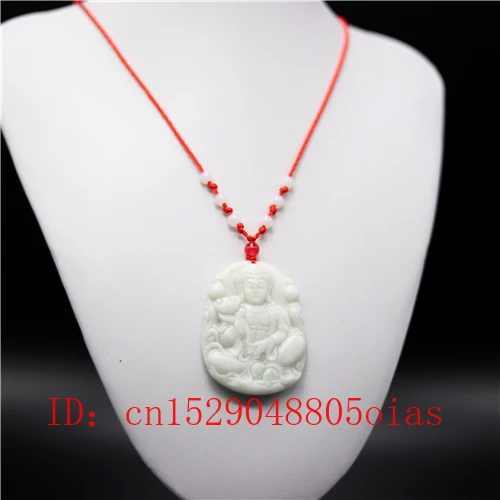 Натуральный белый китайский нефрит Гуаньинь кулон ожерелье очаровательные