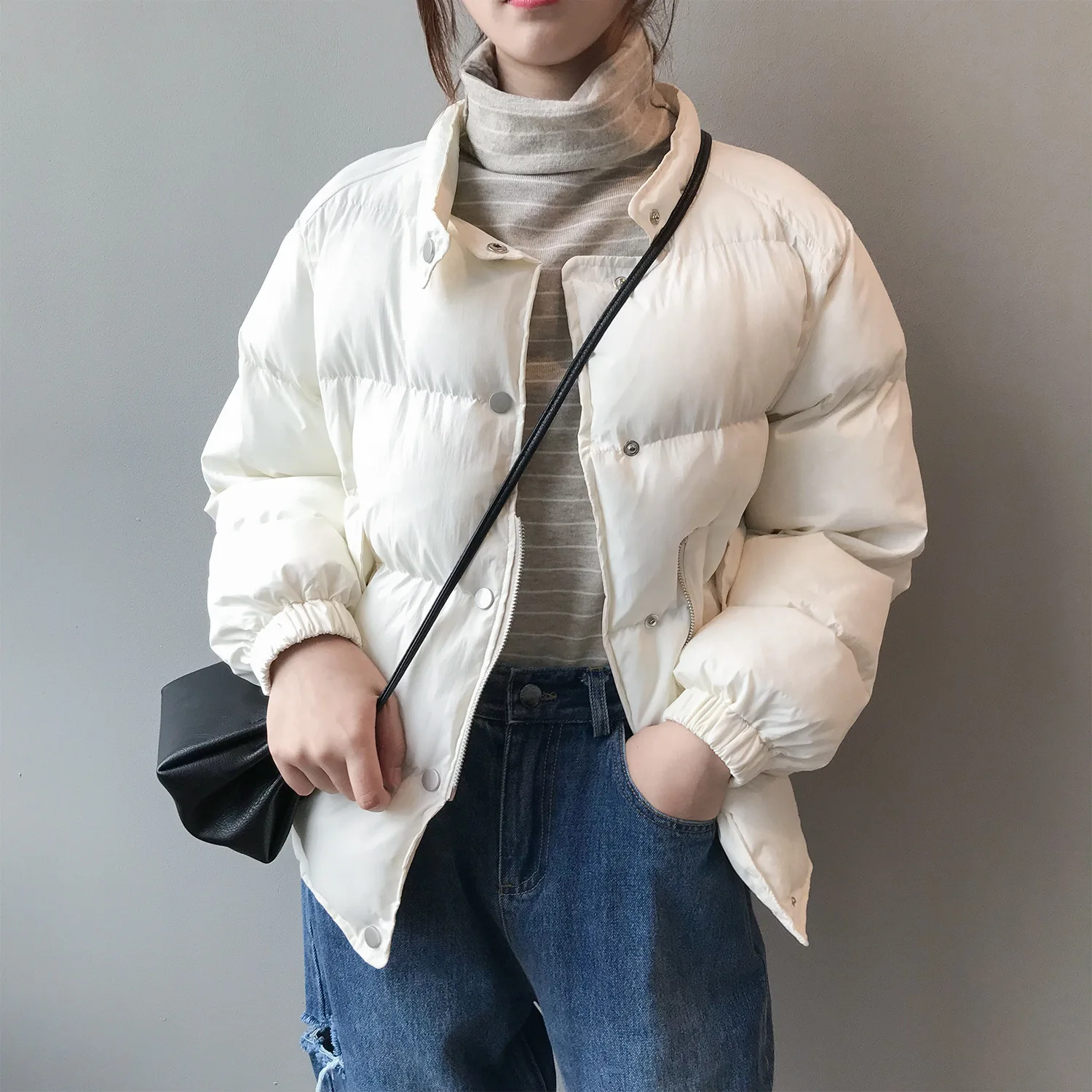 2019 зимняя куртка женская Парка хлопковая стеганая Одежда корейский стоячий