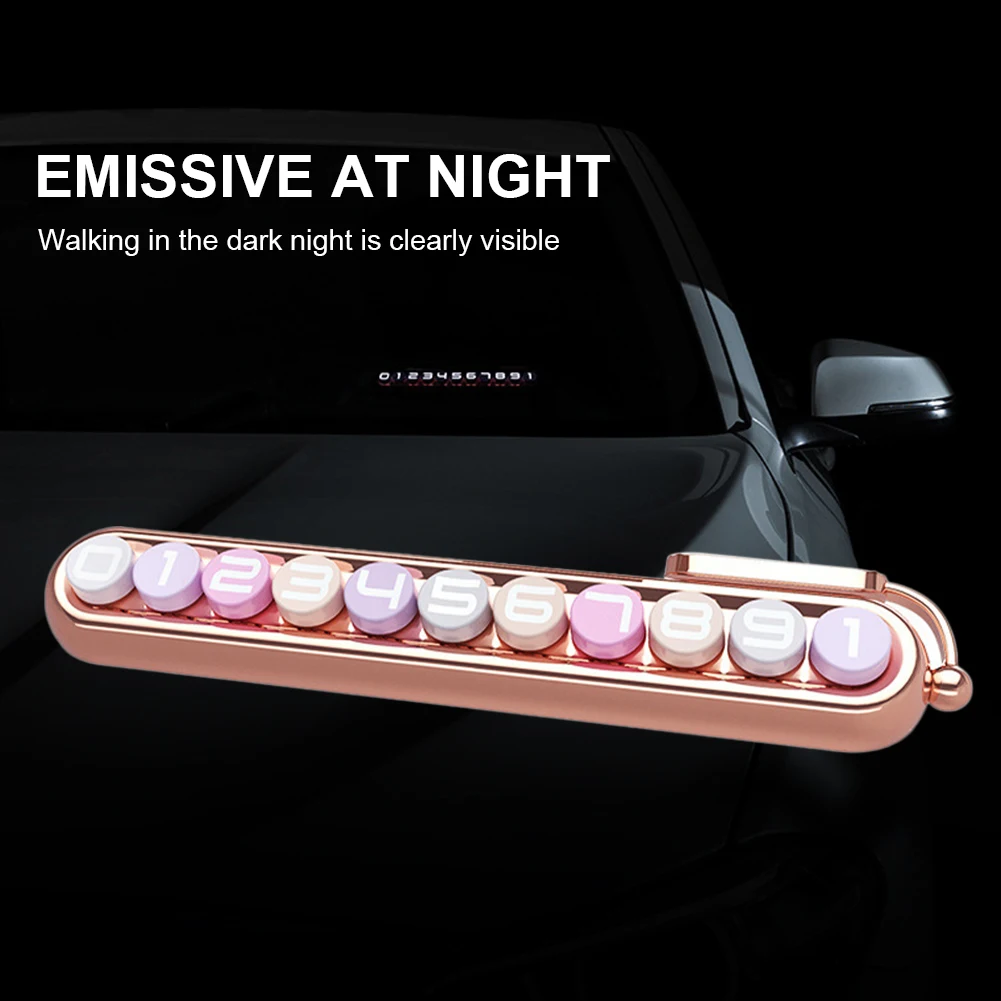 

Phone Number In Car Parking License Plate Temporary Stop Sign Luminous Temporary Stop Auto Accessorie PVC Colorful Hidden Switch