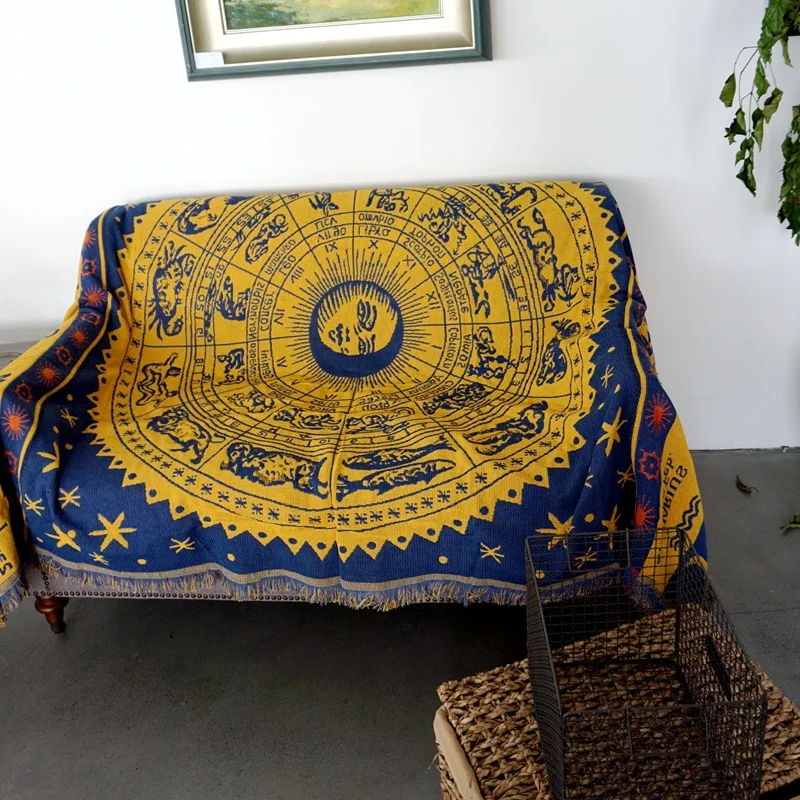 Одеяло для дивана с созвездиями Aggcual хлопковое жаккардовое вязаное
