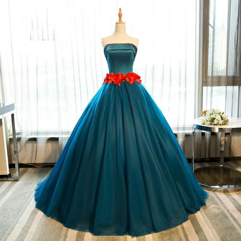 Angelsbridep с вырезом &quotлодочка&quot Атласное Quinceanera платья поясом красными цветами