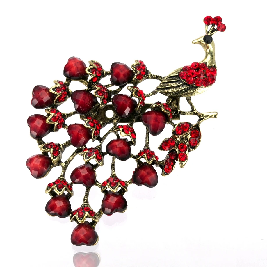 2 &quotВинтаж Павлин Брошь с бронзовым покрытием старинный горный хрусталь и смолы