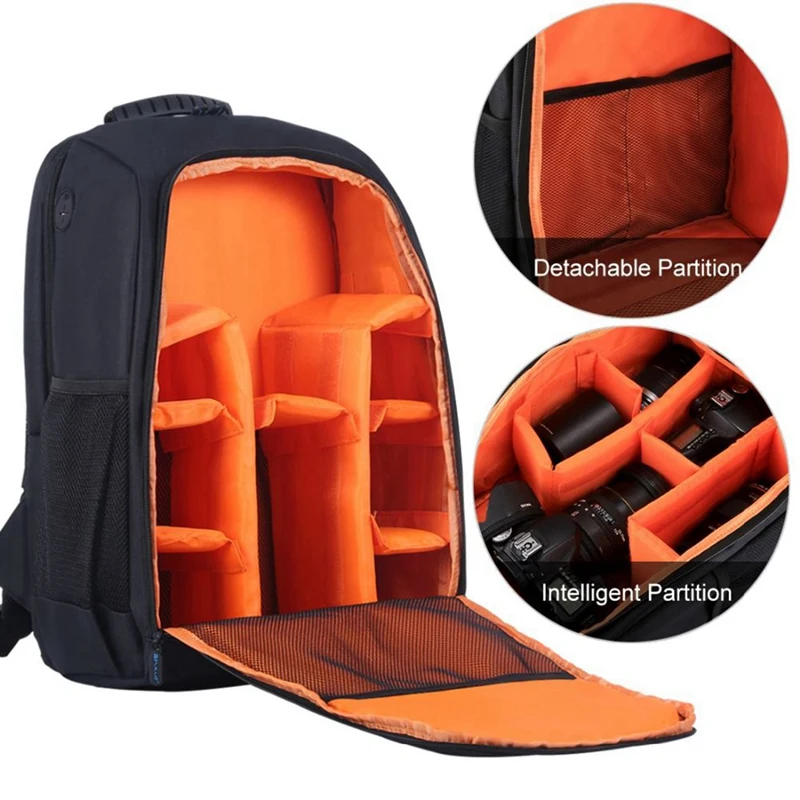 hot 2x puluz waterproof scratch proof dual shoulders backpack camera bag digital dslr photo video bagblackgray free global shipping