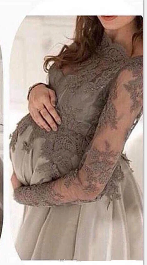 Красивые кружевные вечерние платья для беременных прозрачные с аппликацией и