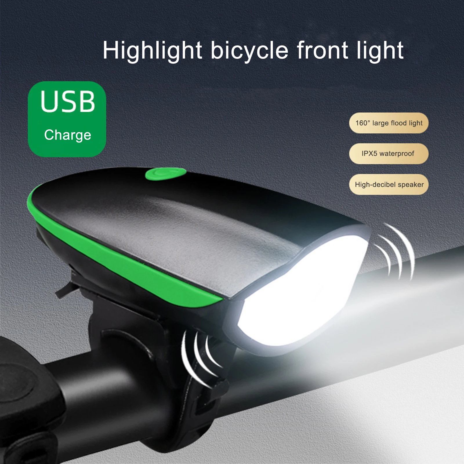 

Bike Lights LED USB Bicycle Headlight Rechargeable 1200mAh Front Rear Lamp Cycling Waterproof With Horn