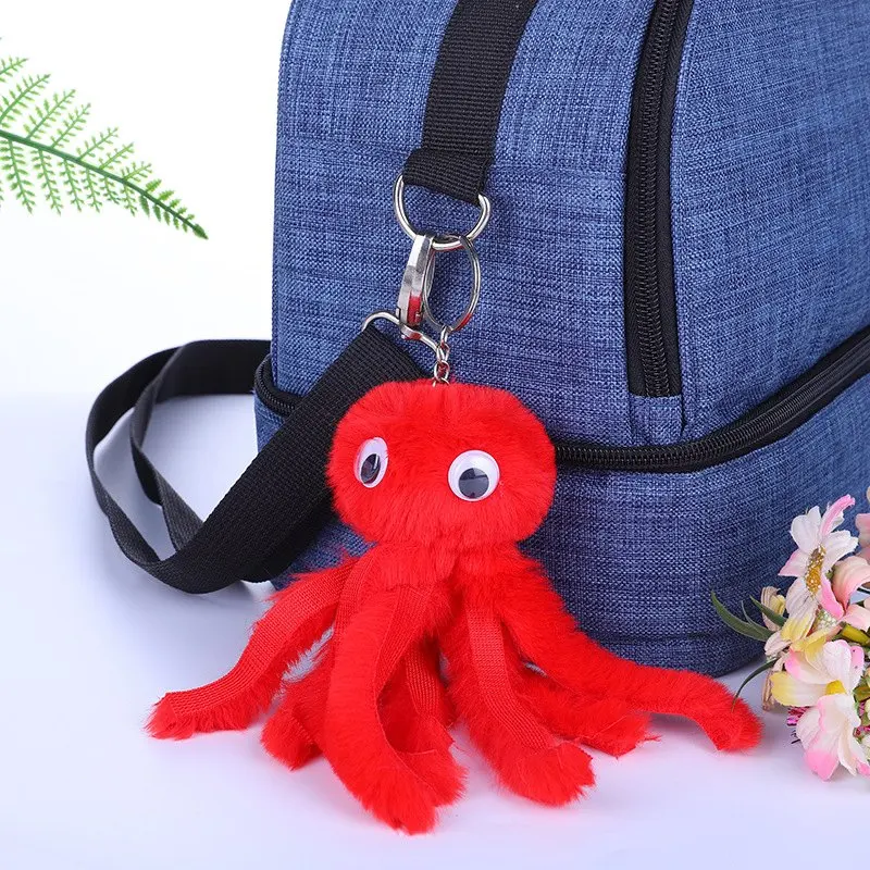 Милые плюшевые брелки с помпоном для девушек кроличий мех осьминог женские