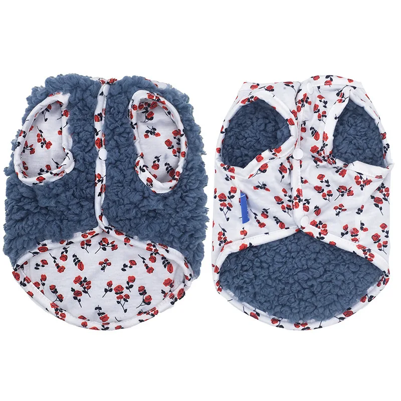 Одежда для домашних животных маленьких собак двусторонняя утепленная флисовая