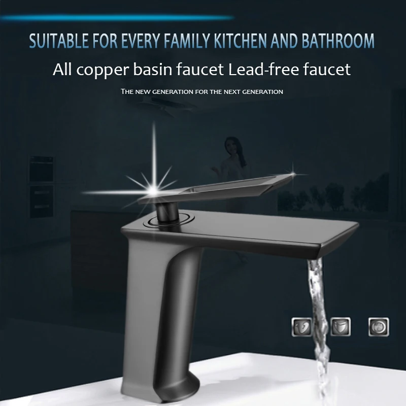 

Gratis Verzending Black Kraan All copper Verf Kraan Badkamer Wastafel Kranen Blacked Hot Cold Mengkraan Enkel Gat