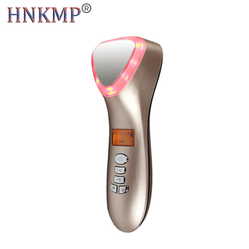 

LED Hot Cold Face Skin Care Device Massager Hammer Ultrasonic Cryotherapy Facial Vibration Red Blue Light Ion Beauty Instrument