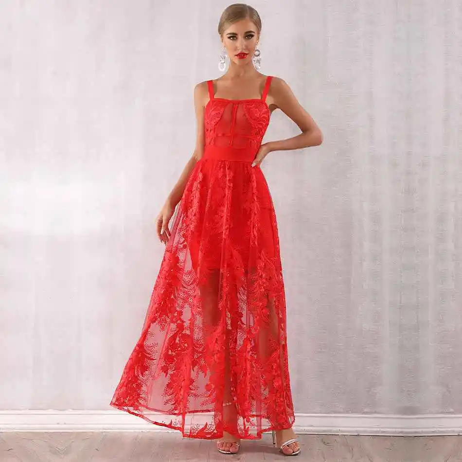 Женское длинное платье Seamyla красное Бандажное без рукавов для вечеринок|Женские