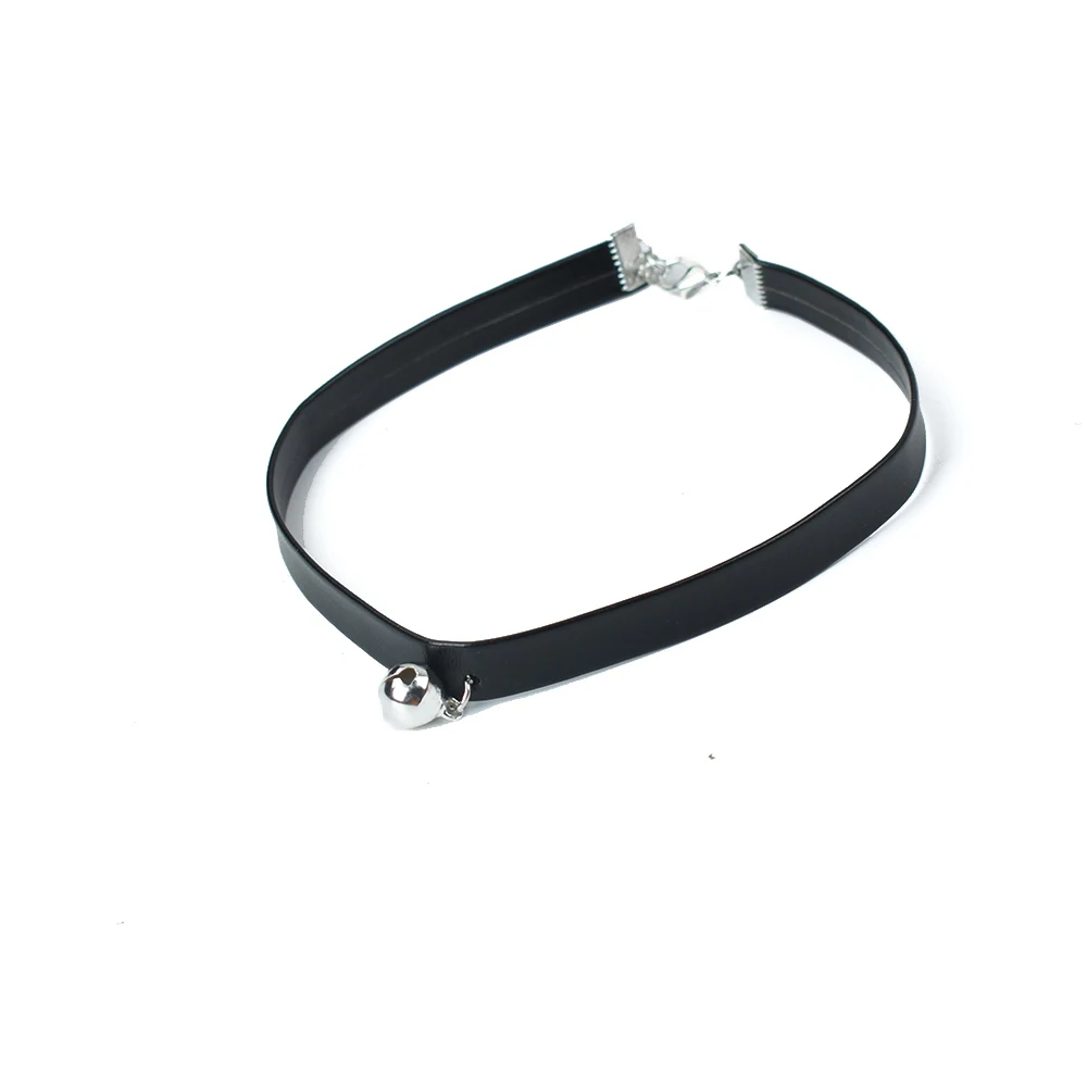 Женское кожаное колье черное ручной работы в готическом стиле - купить по