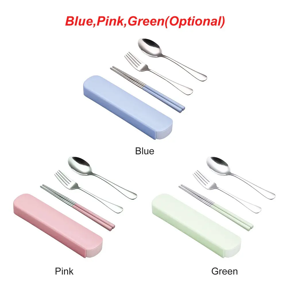 3 шт. портативный набор посуды из нержавеющей стали дорожная посуда с коробкой