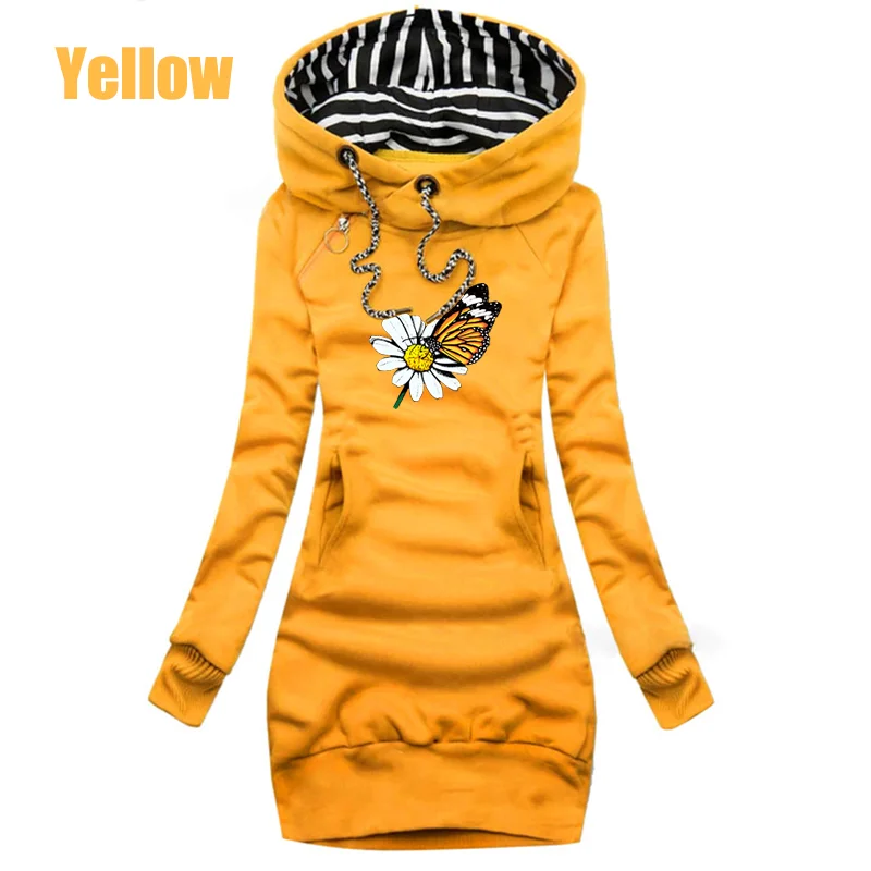 2021 Autumn and Winter Women Dresses Fashion Long Sleeve Hoodie Dress Casual Hooded Dresses for Women Pullover Dress