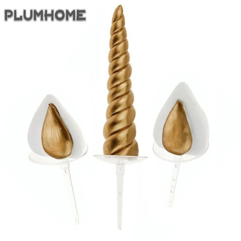 

Unicorn Party Gold Cake Topper Animal Horns Ears Cupcake Toppers Baby Shower Girls Boys Kids Birthday Party Baking Decorations