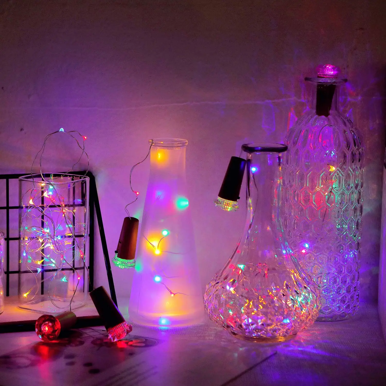 RGB Новая Гирлянда в бутылке Крытая светодиодная гирлянда для свадебной вечеринки бутылки вина свет Рождественские украшения для дома наружная гирлянда - Испускаемый цвет: RGB