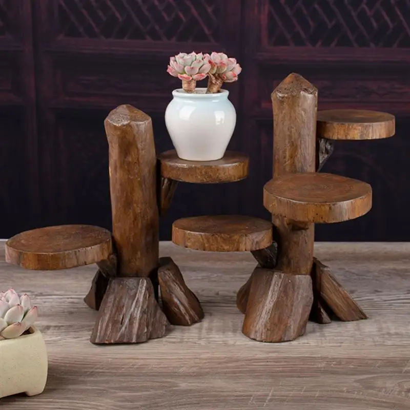 

1Pc Wooden Mini Bonsai Rack Household Multi-layer Succulent Plant Stand