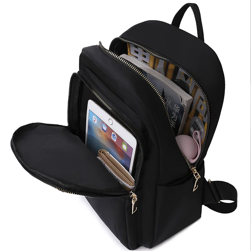

LITTHING Black Women Backpack Oxford Travel Shoulder Bag Soft School Bag For Teenage Girls Solid Color Red Bag Pack Purse