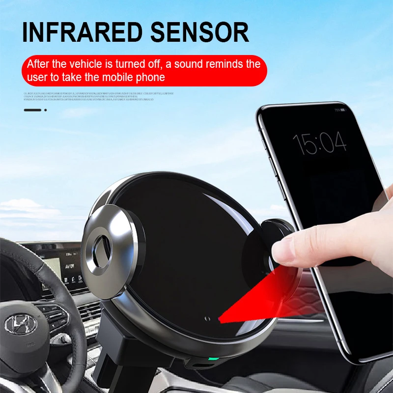 navigation universal mobile phone holder car holder with suction port 15w wireless charging free retractable infrared sensor free global shipping